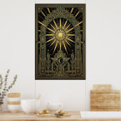 Art Deco Celestial Sun & Moon Poster | Gold Geomet (Cuisine)