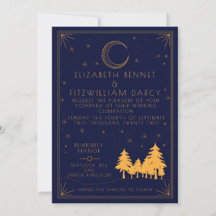 Art Deco Celestial Wedding Invitation Kaart