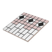 Art Deco Ceramic Tile Blush Pink Geo Print  Tegeltje (Zijkant)