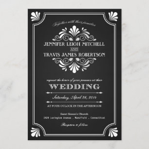 Art Deco Chalkboard Wedding Invitations Kaart