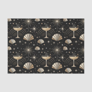 Art Deco Champagne Constellaties Nacht Patroon Tissuepapier