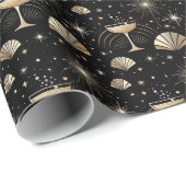 Art Deco Champagne Constellations Night Pattern Cadeaupapier (Rol Hoek)