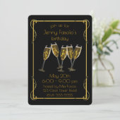 Art Deco Champagne Party Kaart (Staand voorkant)