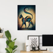 Art Déco Chat Abstrait Géométrique Animal Mur d'Ar (Bureau à domicile)