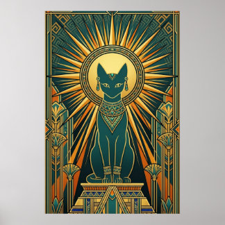 Art Déco Chat Noir Grimpeur sur Papier Peint
