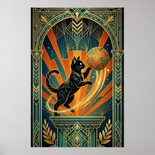 Art Déco Chat Poisson Trophée Murale