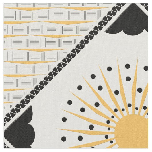 Art Deco Cheery Sunburst Stof (Close Up)