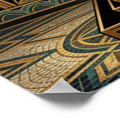 Art Deco Cherry Blossom Tree Throne Gold Teal Poster (Hoek)