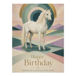 Art Déco Cheval Blanc Géométrique Anniversaire