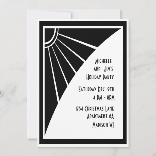 Art Deco Chic Black en White Open House Custom Kaart (Achterkant)