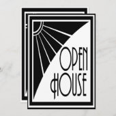 Art Deco Chic Black en White Open House Custom Kaart (Voorkant / Achterkant)