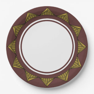 Art Déco chic sur assiette en papier rouge