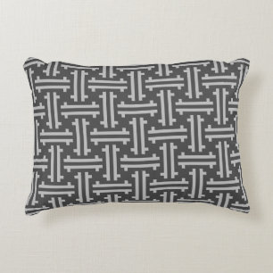 Art Deco Chinees Fret, Zilver en Grafietgrijs Decoratief Kussen