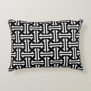 Art Deco Chinees Fret, Zwart en Wit Accent Kussen
