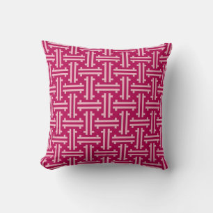 Art Deco Chinese Fret, Fuchsia Pink Kussen