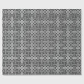 Art Deco Chinese Fret, Silver en Graphite Grey Cadeaupapier (Vlak)