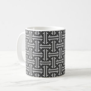 Art Deco Chinese Fret, Silver en Graphite Grey Koffiemok