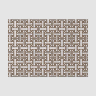 Art Deco Chinese Fret, Taupe Tan en White Tissuepapier