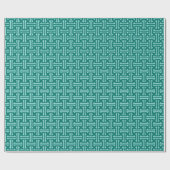 Art Deco Chinese Fret, Turquoise en Aqua Cadeaupapier (Vlak)