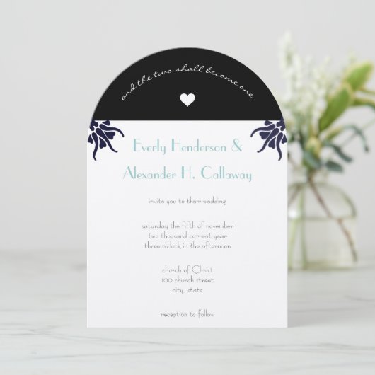 Art Déco Christian Flower Faire-part de mariage (Debout devant)