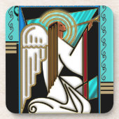 Art Deco Christmas Angel (Ceramic Tile) Bier Onderzetter (Voorkant)