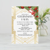 Art Deco Christmas Nodig Gatsby 1920's Party Gold Kaart (Staand voorkant)