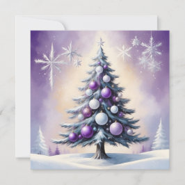 Art Deco Christmas Paarse en Silver Haze Feestdagenkaart