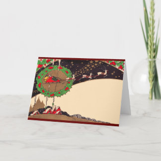 Art Deco Christmas Santa Wenskaart Feestdagen Kaart