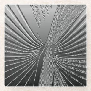 Art Deco chrome palmblad Glazen Onderzetter