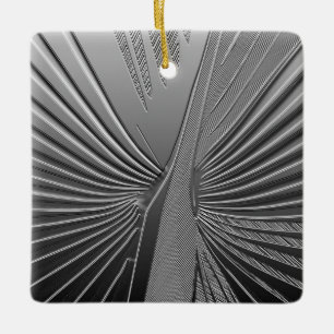 Art Deco chrome palmblad Keramisch Ornament