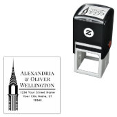 Art Deco Chrysler Building NYC Koppel Zelfinktende Stempel (In situ)