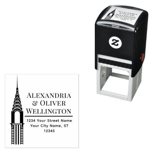 Art Deco Chrysler Building NYC Koppel Zelfinktende Stempel (In situ)