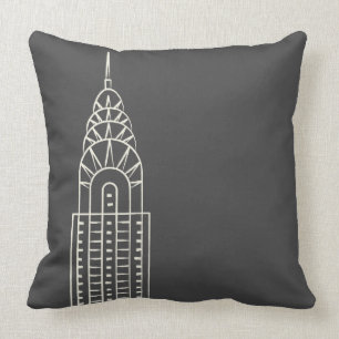 Art Deco Chrysler Building Worpillow in Grijs Kussen