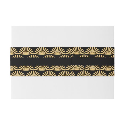 Art Deco Classy Black Gold Wedding Uitnodigingen Wikkel (Achterkant Voorbeeld)