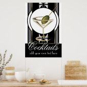 Art Deco Cocktails Groot aangepast Poster (Keuken)