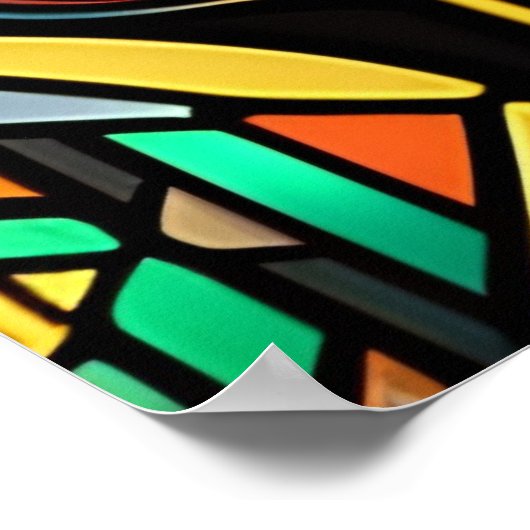 Art Déco Coloré Feuille roseaux Vitrail (Coin)