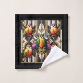 Art Deco Colorful Owl (Gant de toilette)