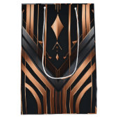 Art Deco Copper & Silver Geometric Design Medium Cadeauzakje (Achterkant)