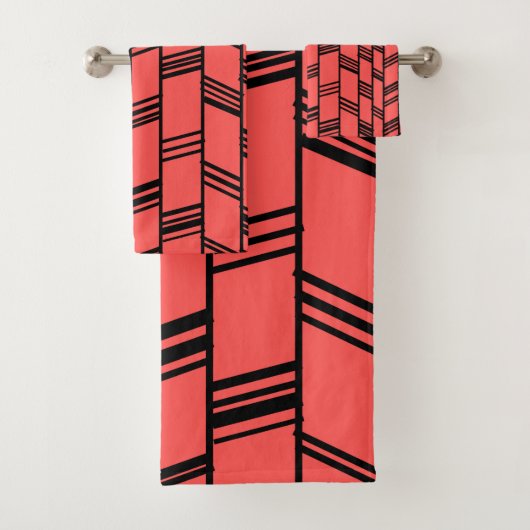 Art Deco Coral Bad Handdoek (Insitu)
