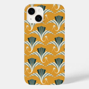 Art Deco Crane - gele achtergrond Case-Mate iPhone 14 Hoesje