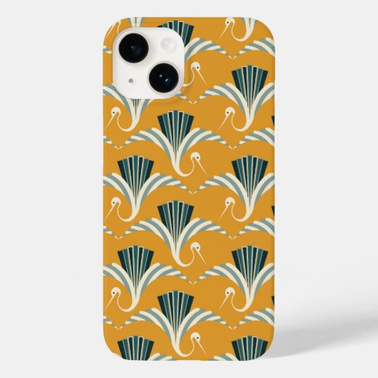 Art Deco Crane - gele achtergrond Case-Mate iPhone Case (Achterkant)
