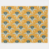 Art Deco Crane - gele achtergrond Fleece Deken (Voorkant (Horizontaal))
