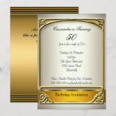 Art Déco Cream Gold 50th Birthday Invitation (Devant / Derrière)