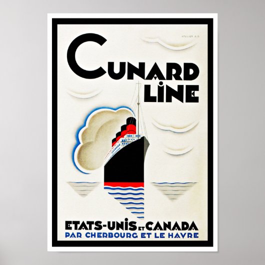 Art Deco Cunard Line Poster (Voorkant)