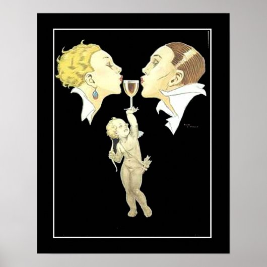 Art Déco Cupid avec Poster vintage couple (Devant)