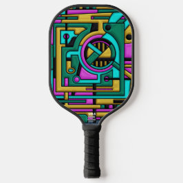 Art Deco Cyberpunk Geometric Fusion Pickleball Paddle