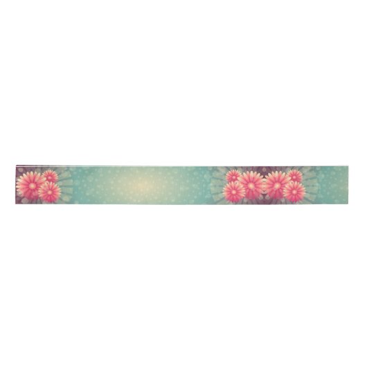 Art Deco Daisy bloem roze en groen Lint (Voorkant)