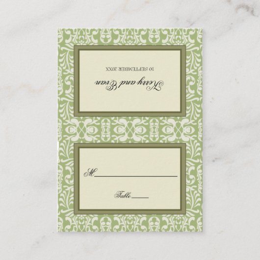 Art Deco Damask Place Card Plaatskaartje (Voorkant)