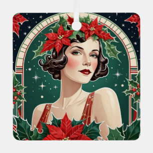 Art Deco Dame Elegante Kerstboom Persoonlijk Metalen Ornament