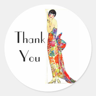 Art Deco Dame in formele jurk Ronde Sticker